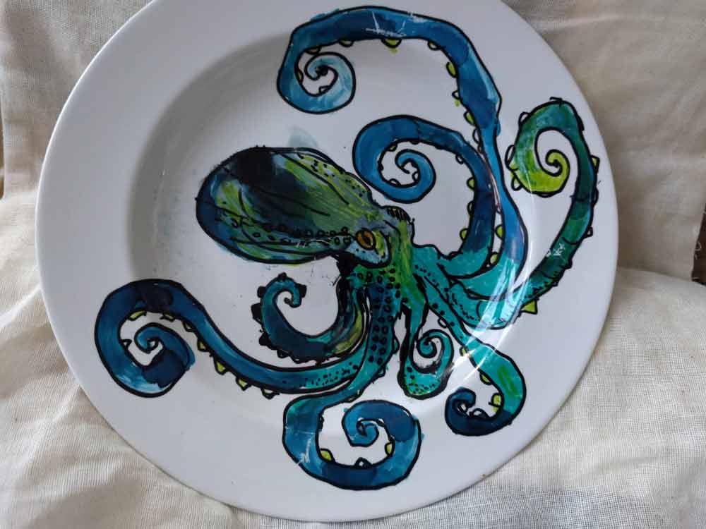 octopus painted bowl